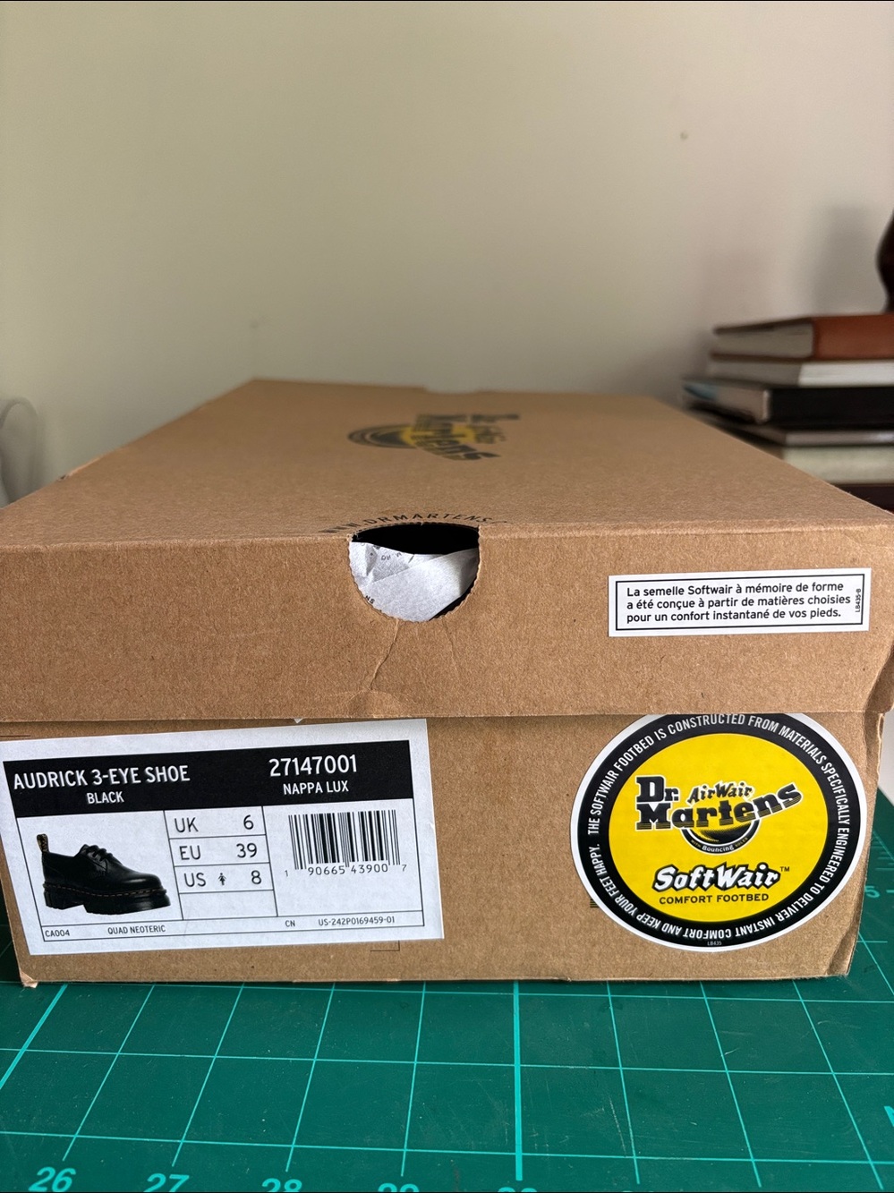 Dr. Martens Black Leather Platform Derby Shoes with Yellow Stitching - Picture 12 of 12